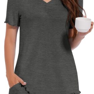 Womens Summer Comfy V-neck Sleepwear Pjs Casual Two Piece Pajama Set With Pockets