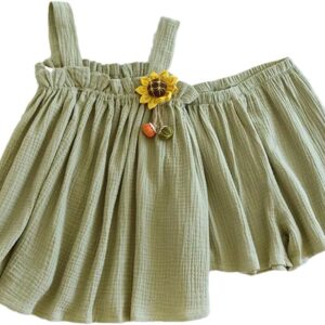 Women's Pajama Suit Cotton Crepe Suspenders Shorts Thin Cute Home Clothes Two-Piece Set Sleepwear