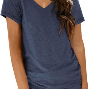 T Shirts Short Sleeve V Neck Tees Tops for Women Fashion Trendy Lightweight Soft Casual Summer Outfits Clothes 2025