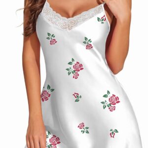 Sleepwear Sexy Lingerie Nightgown Lace Chemise Satin Slip Silk Negligee Nightie Bridal Babydoll for Women