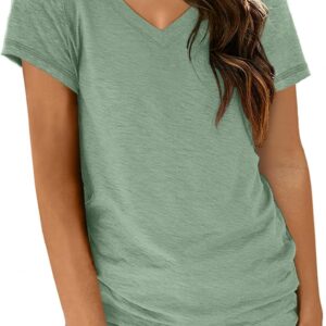 T Shirts Short Sleeve V Neck Tees Tops for Women Fashion Trendy Lightweight Soft Casual Summer Outfits Clothes 2025