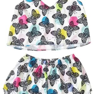 Women's Suspender Vest Shorts Two Piece Set Women's Ice Silk Pajamas Cartoon Pattern Printed Home Womens Sleep